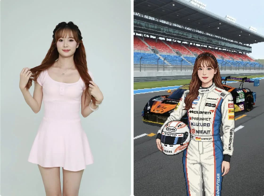 레이싱 드라이버로 연출된 게스트 사진