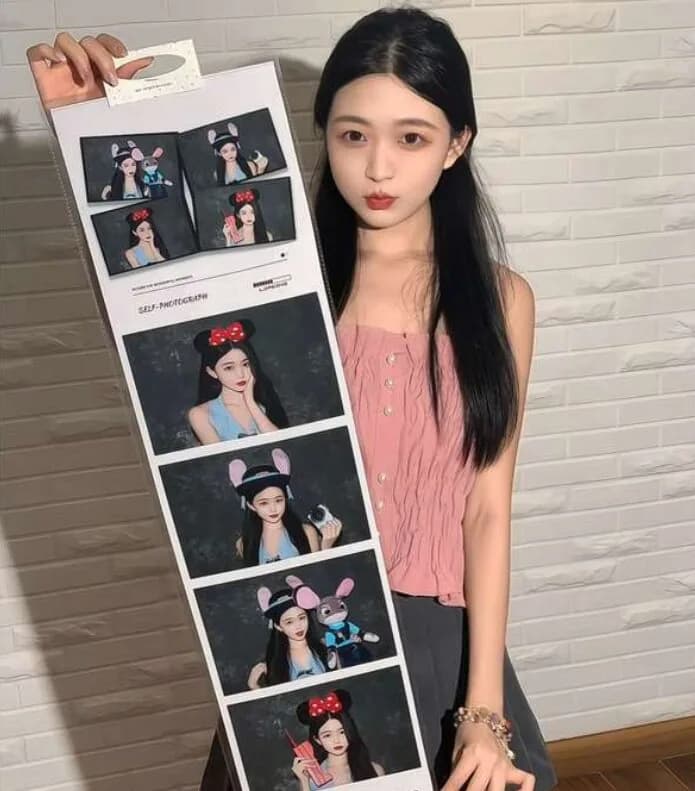 대형 포토 스트립을 든 게스트