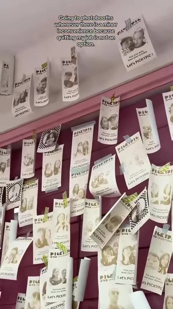 Wall covered in photo strips