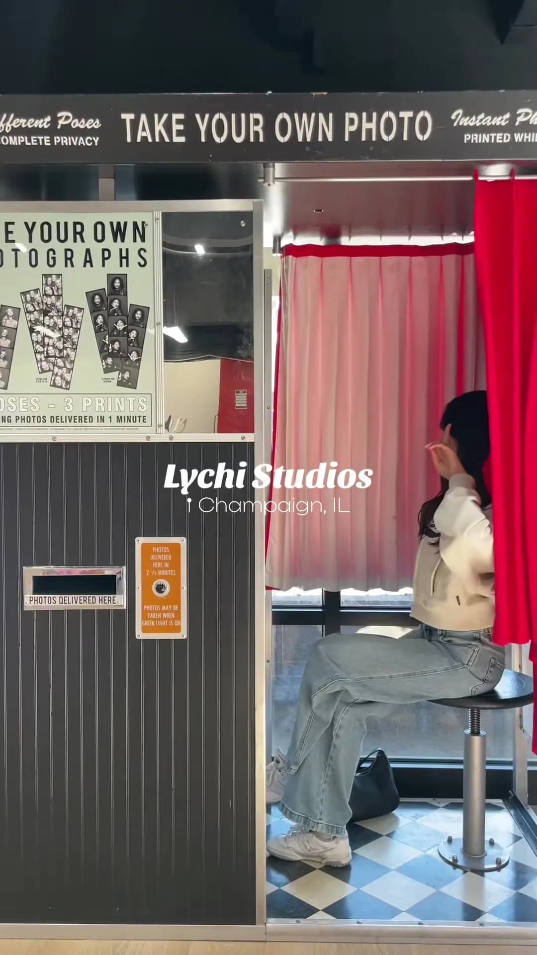 Customer using a photo booth at Lychi Studios