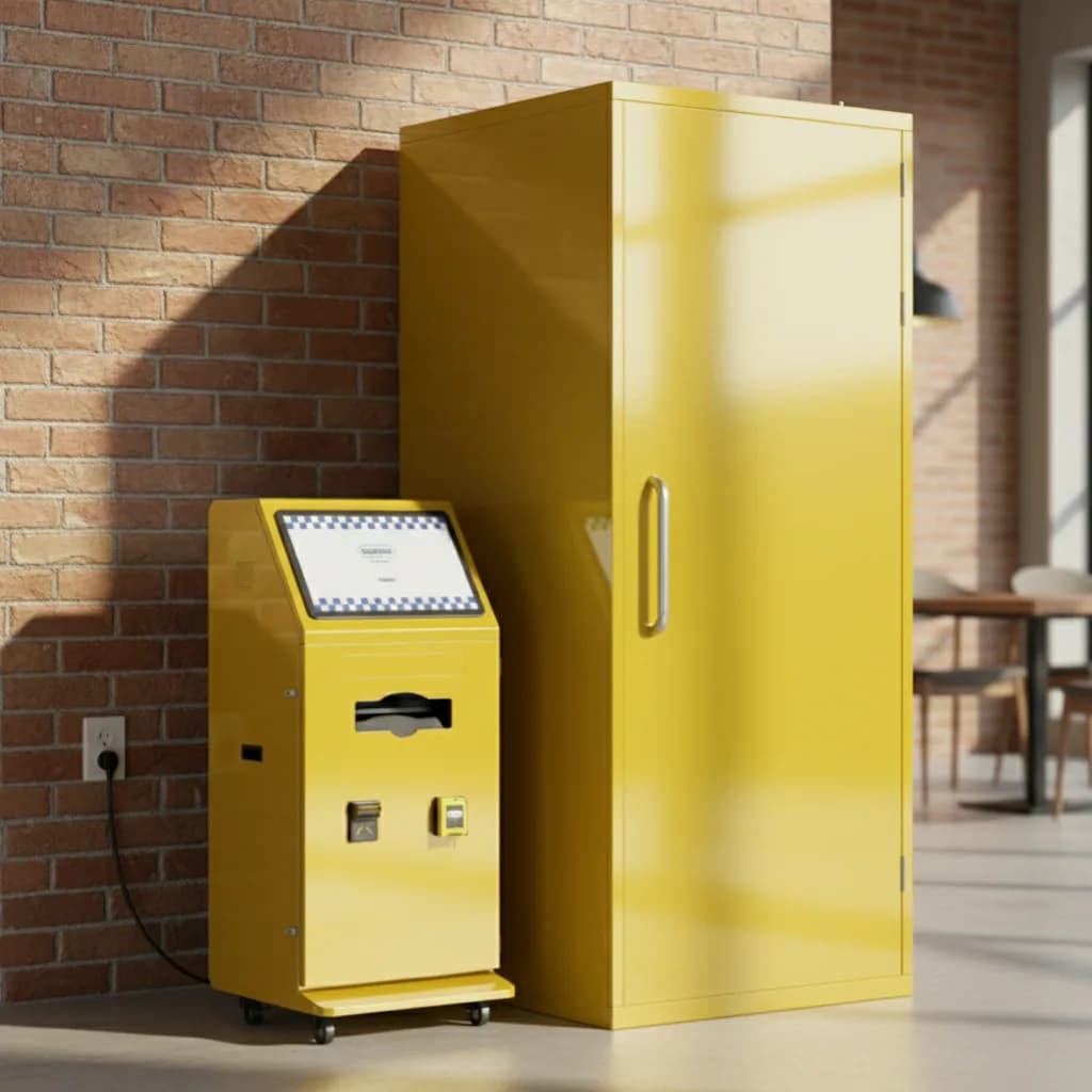 Yellow High Angle photo booth inside a cafe