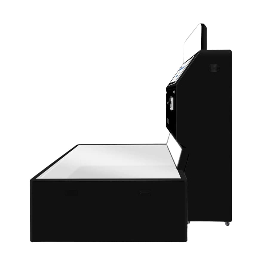 Low Angle photo booth with upward-facing camera