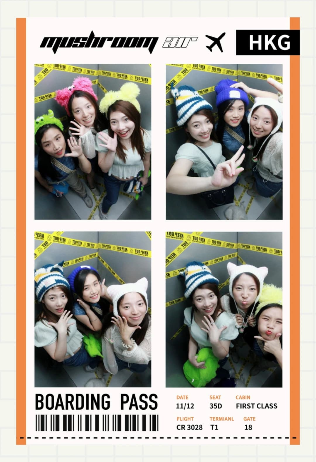 High angle photo strip