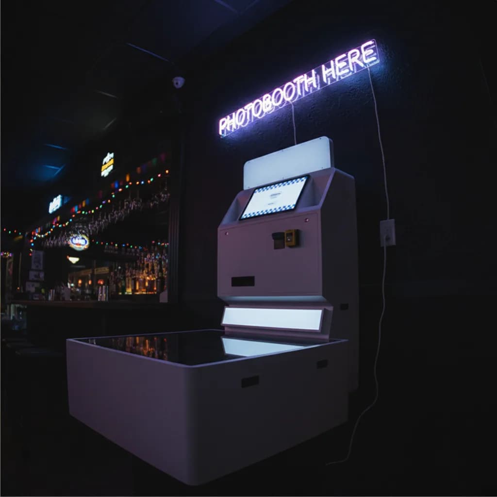 Low Angle photo booth inside a night bar
