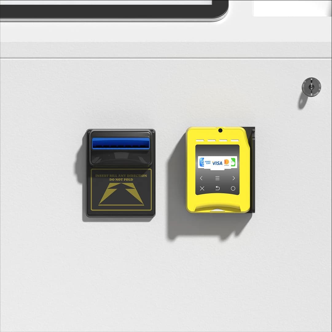 Low Angle photo booth payment terminals