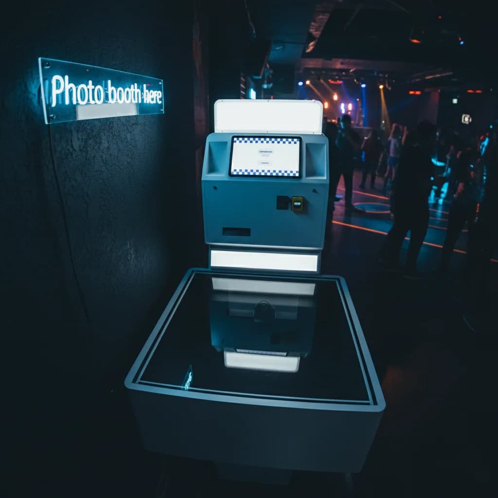 Low Angle photo booth placed inside a bar