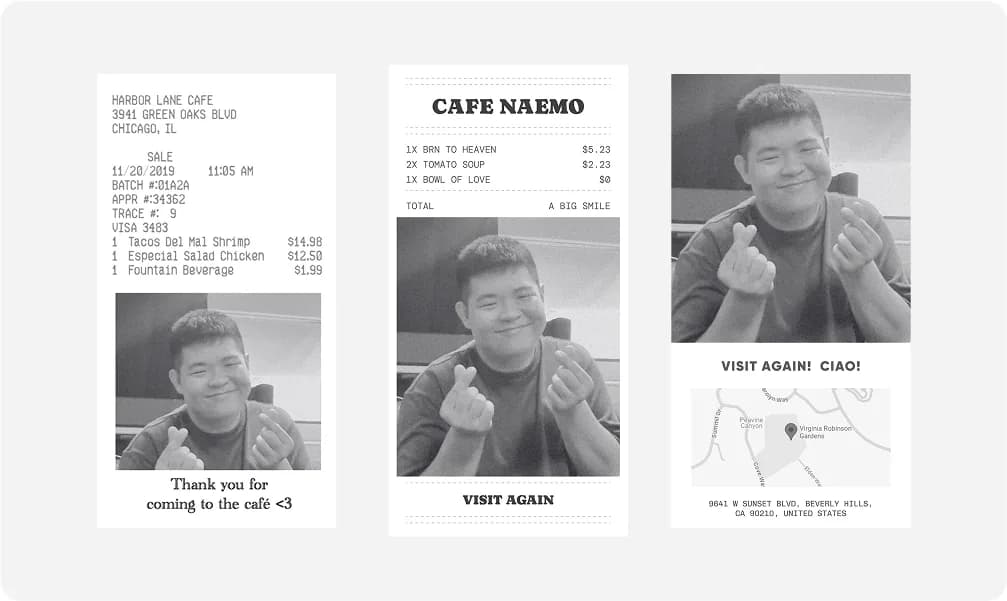 Naemo Box receipt photo strips