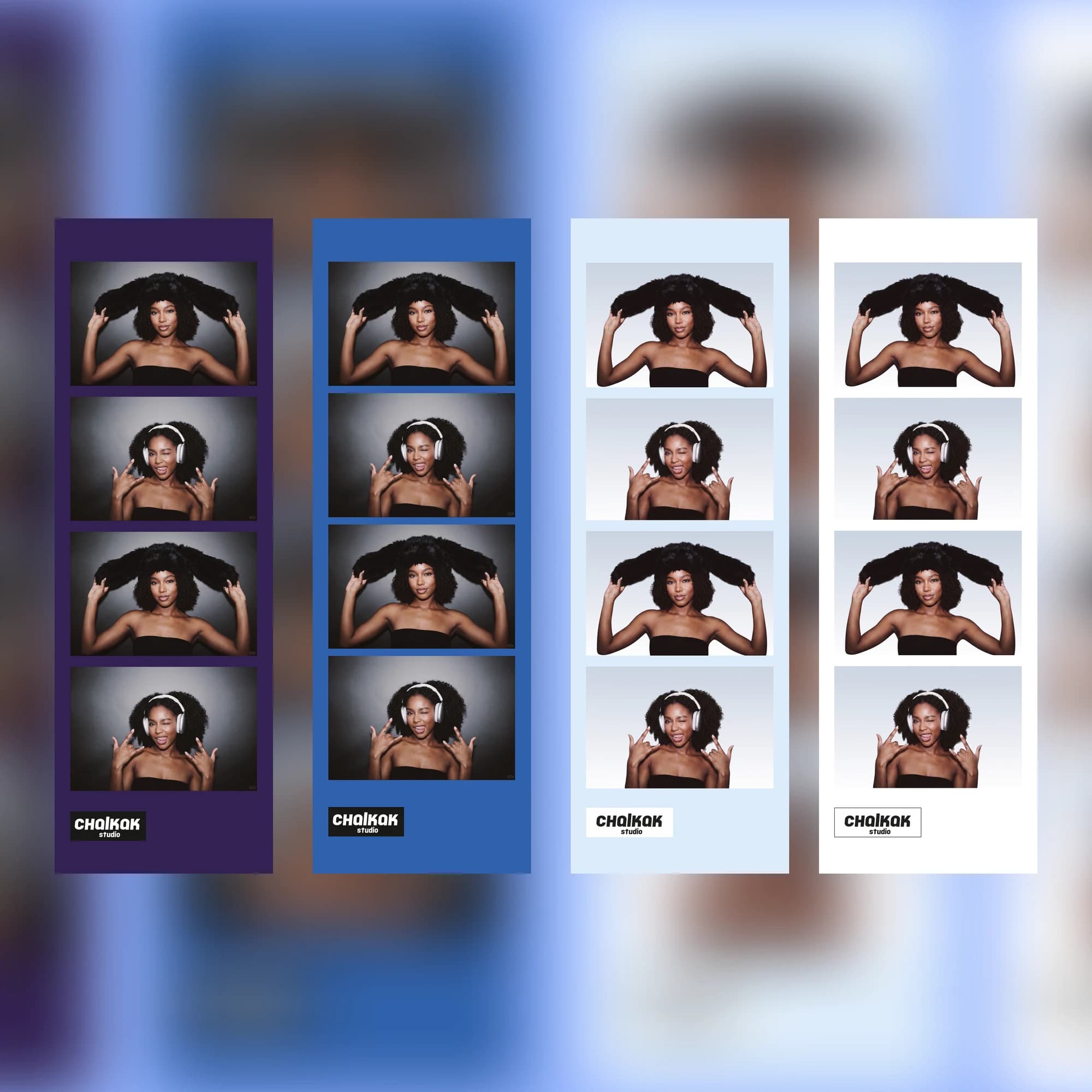 Photo booth strips of different colors