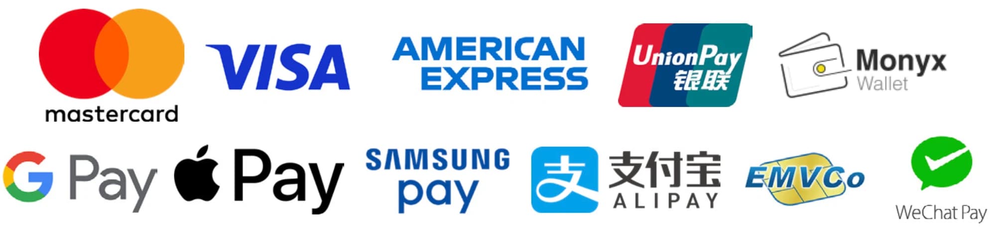 Supported cashless payment methods