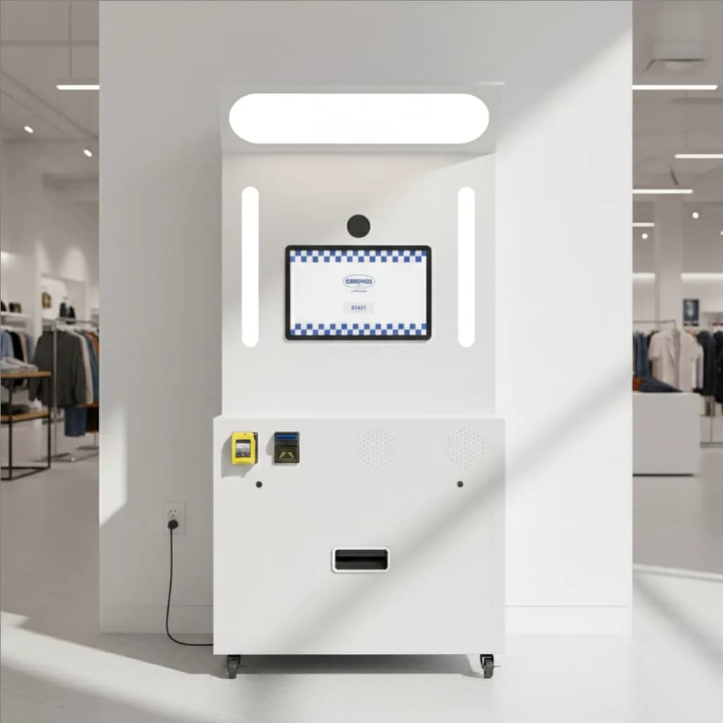 Standard Angle Custom Photo Booth placed inside a clothing retail store