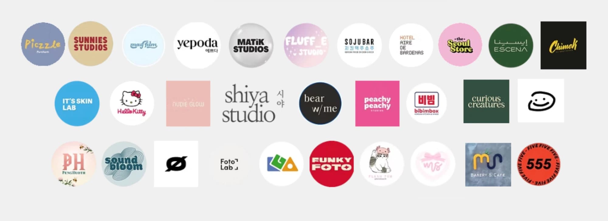 Logos of brands working with Chalkak Studio