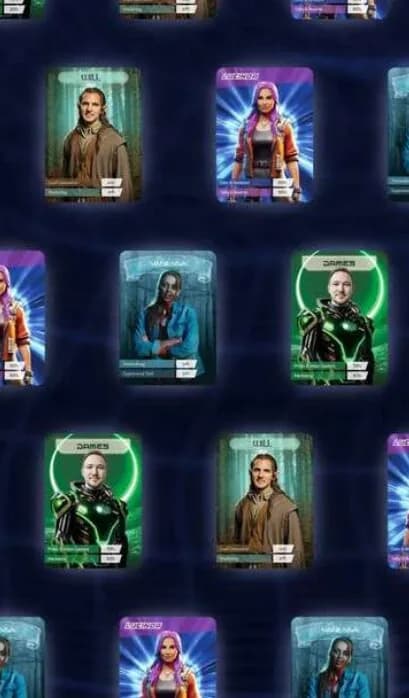 Wall of AI trading cards from one event