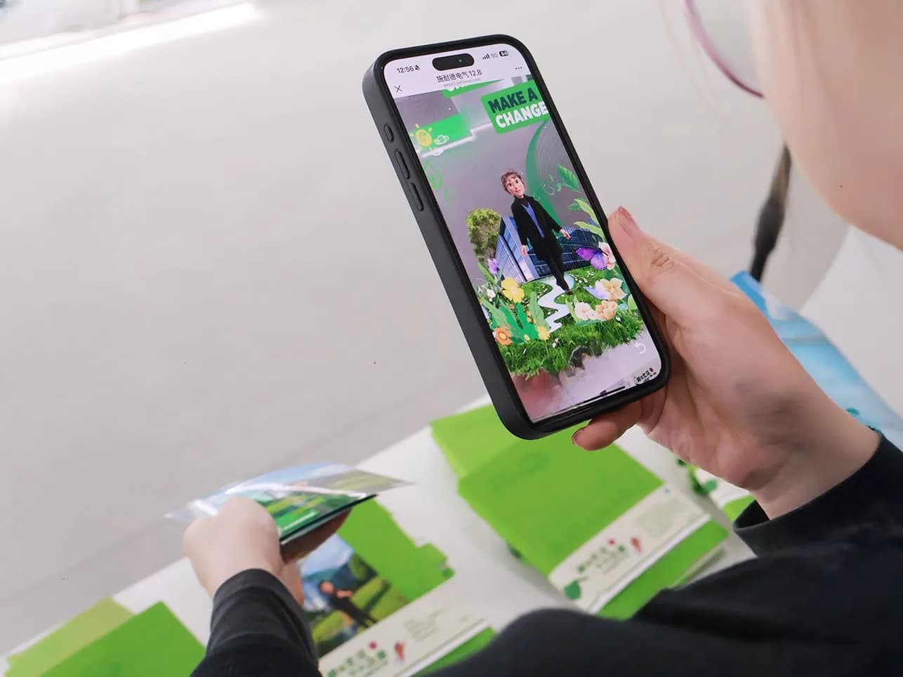 Phone scanning a printed event photo