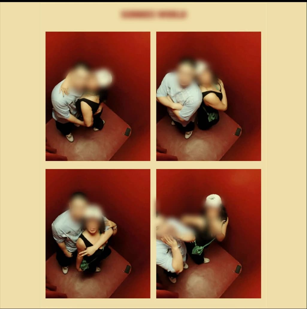 A couple taking a high angle photo