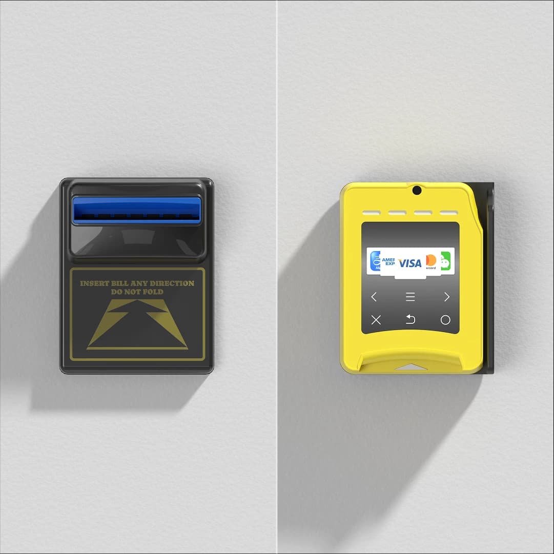High Angle photo booth payment terminal