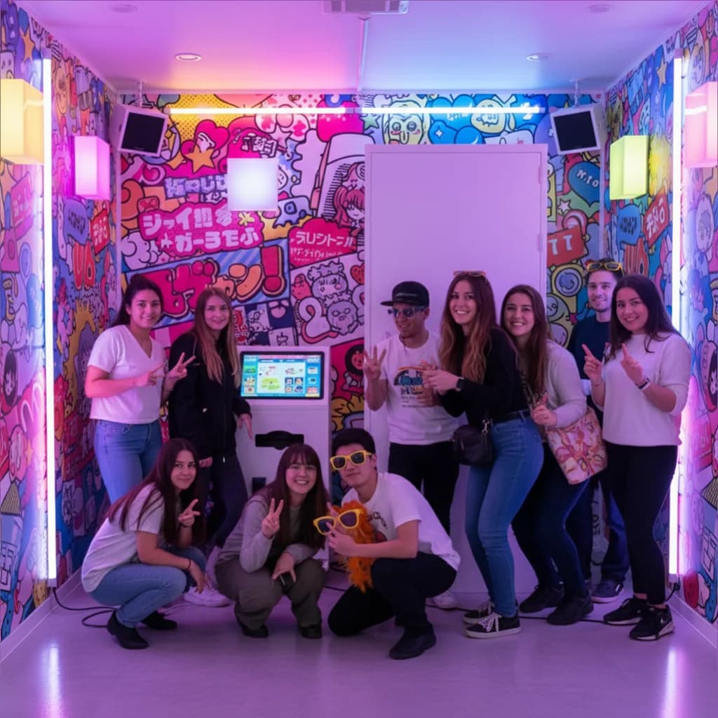 People using the High Angle photo booth