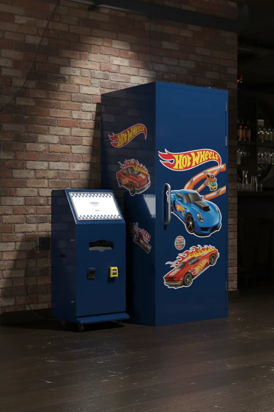 High Angle Photo Booth with stickers on the body