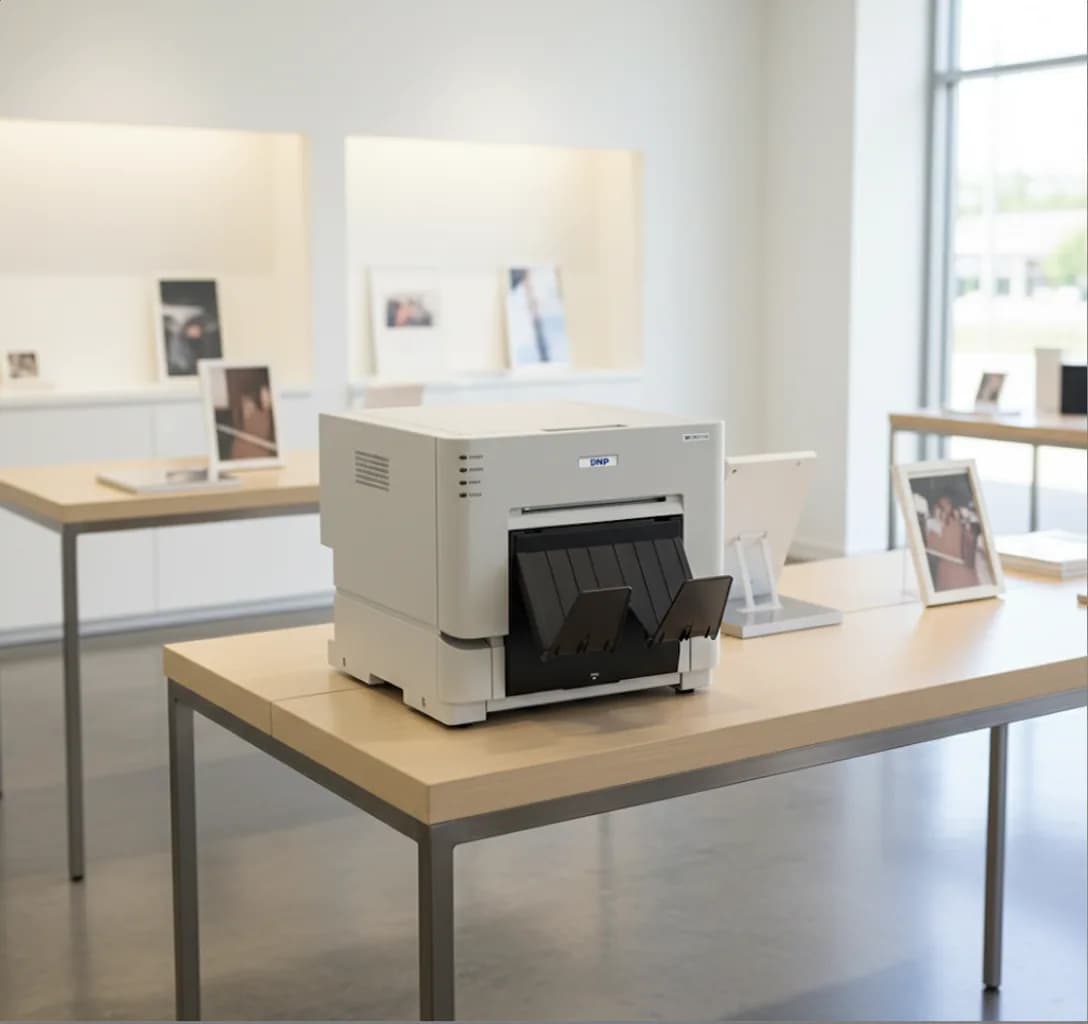 DNP printer placed on a table