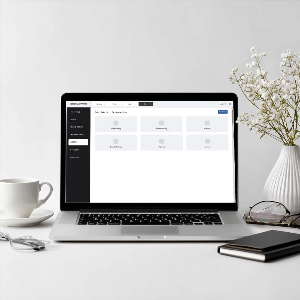 Chalkak Studio photo booth remote access web app on a laptop